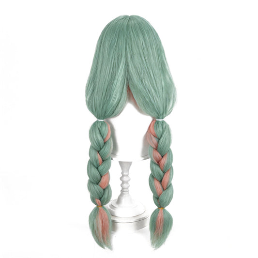 Phrolova Wuthering Waves Cosplay Wig Mint Green Pink Braided