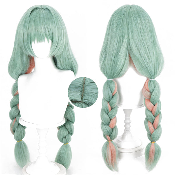 Phrolova Wuthering Waves Cosplay Wig Mint Green Pink Braided